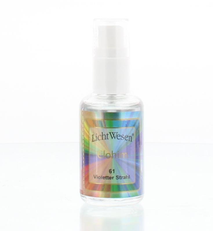 Lichtwesen Elohim Goudwater Transformatie violet tinctuur in 30ml bottle, spiritual healing product with violet label.