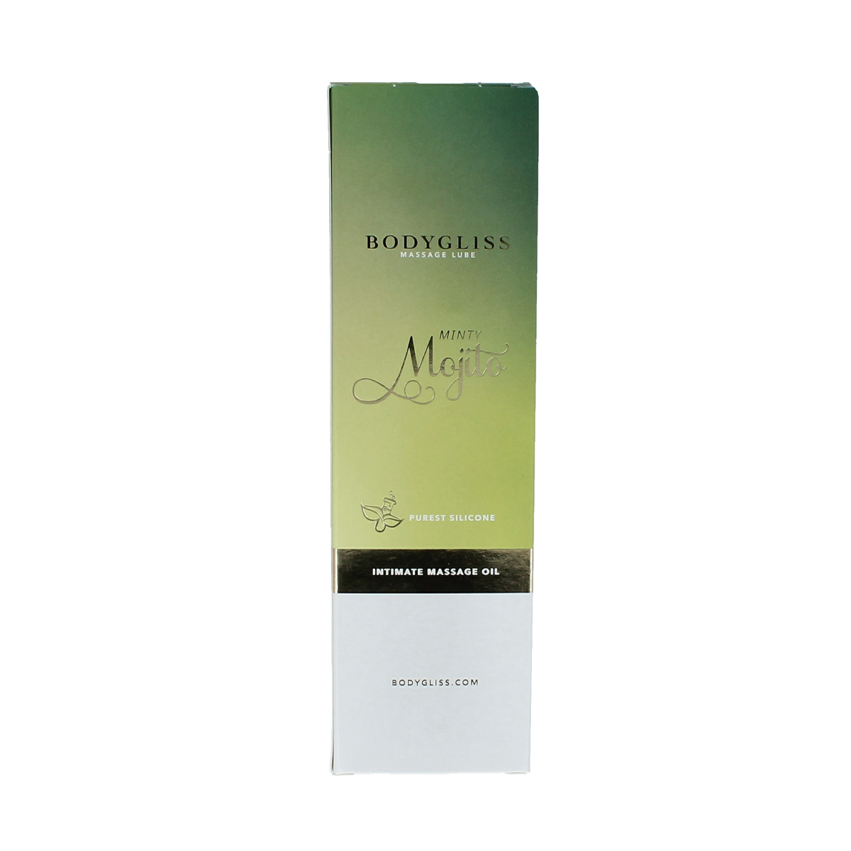 Bodygliss minty mojito massage oil and lubricant in 150ml bottle, with fresh minty scent and smooth texture.