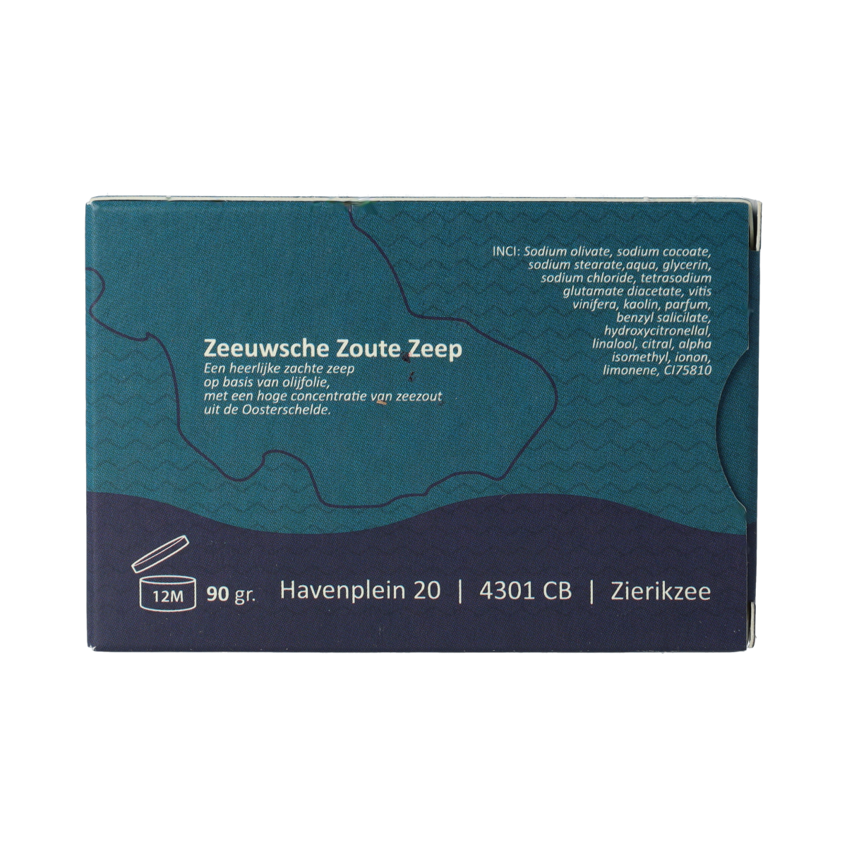 Zeeuwsche Zoute Zeep refill package, 1 piece, showing the soap bar with Zeeuwsche Zoute branding in natural light.