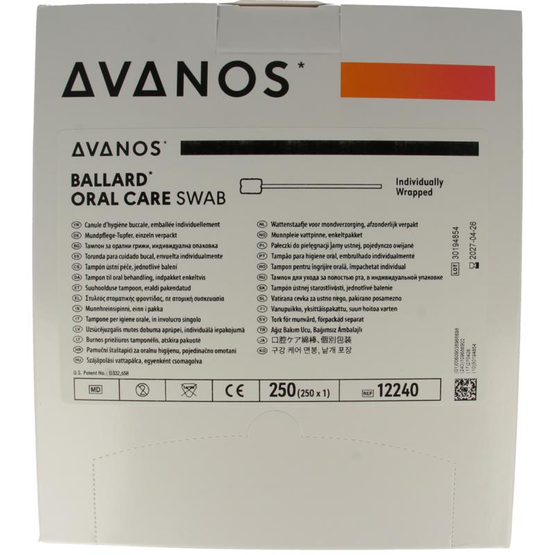 Diversen Halyard oral care swab for mouth hygiene and dental check, 250-piece pack, close-up of swabs on a white background.