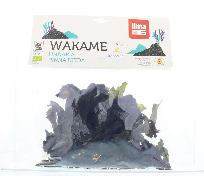 Lima Wakame bio seaweed in a 40g package, fresh green edible seaweed, natural and organic, suitable for salads and soups.