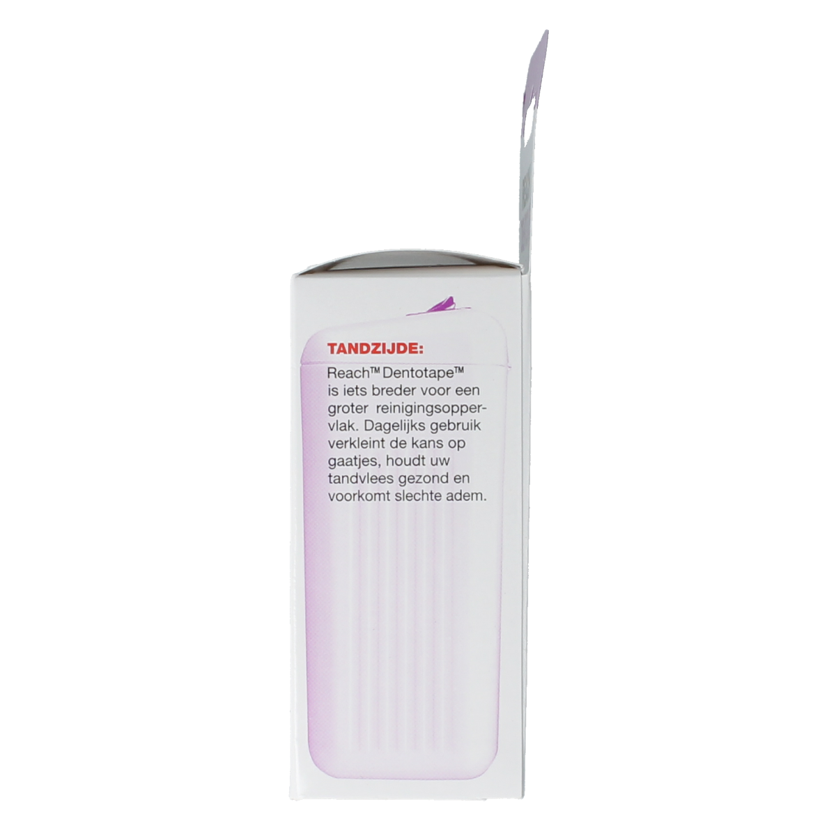 Reach Dentotape waxed dental floss, 100-meter pack, ideal for oral hygiene and plaque removal.