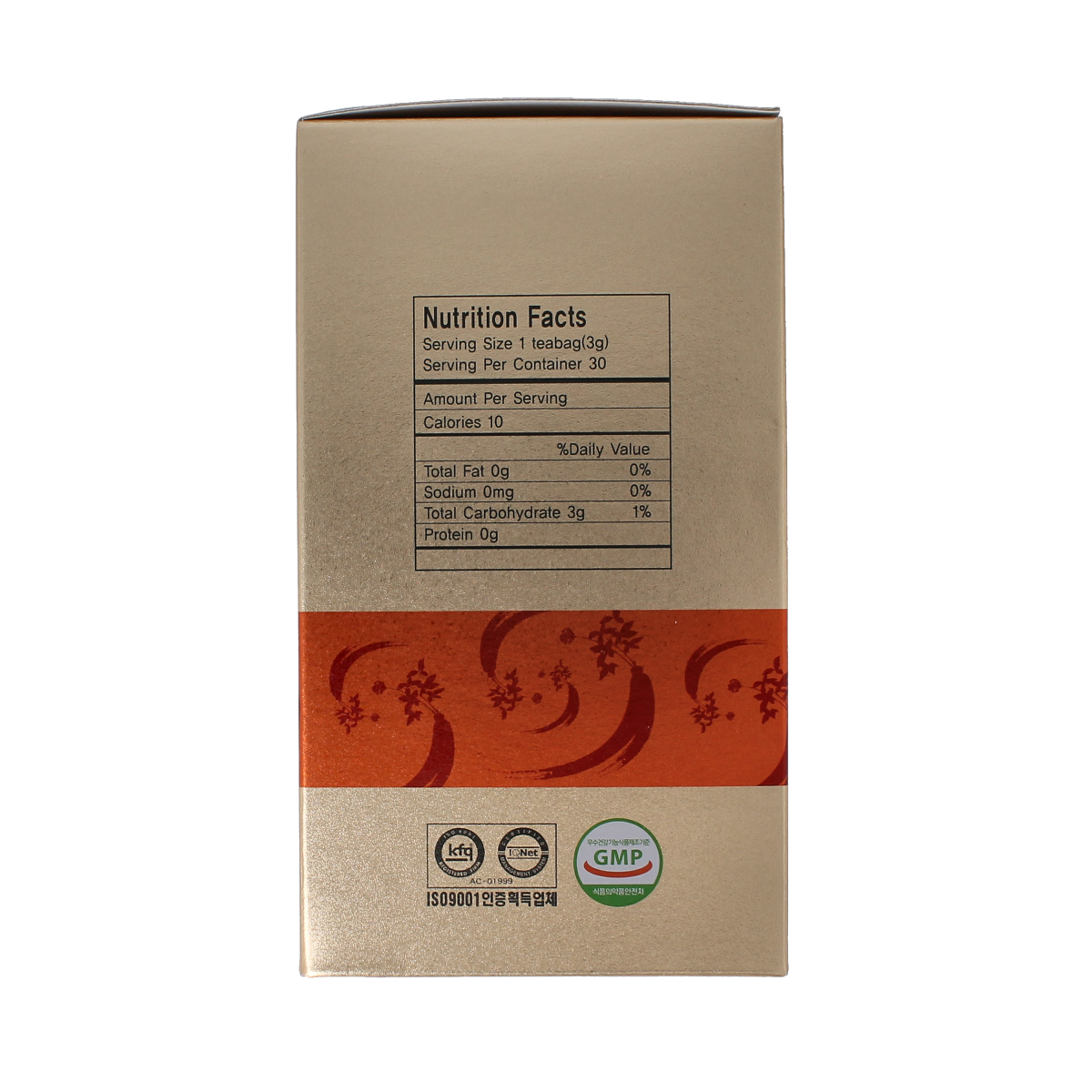 Ilhwa Ginst15 Korean ginseng tea packets, herbal supplement, 30 tea bags in natural packaging, promoting wellness and energy.