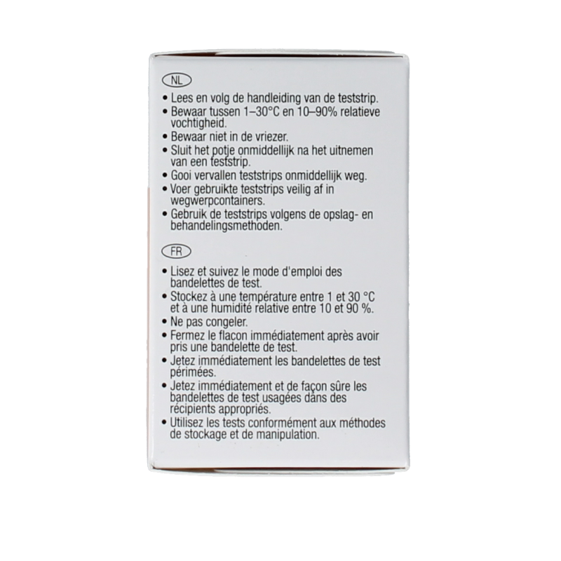 Caresens N glucose test strips, 50-pack, with individual strips and packaging visible for blood sugar testing.