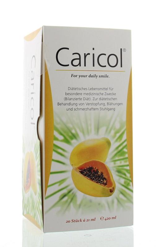 Caricol Papaja herbal remedy sachets, natural health supplement from the Caricol brand, featuring papaya-based herbal preparations.