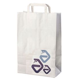 Spruyt Hillen disposable paper scupac bags in a stack, 22x10x33 cm, used for packaging, 250 pieces in the box