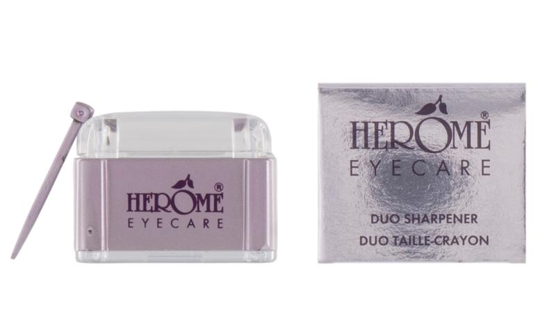 Herome Duo sharpener for make-up pencils, compact and durable, shown in a close-up image.