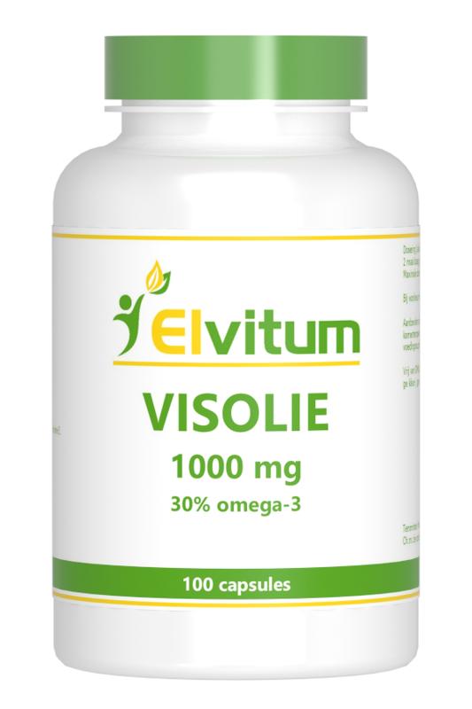 Elvitum Omega 3 1000mg fish oil capsules, 30% omega-3, 100-count, dietary supplement for heart and brain health