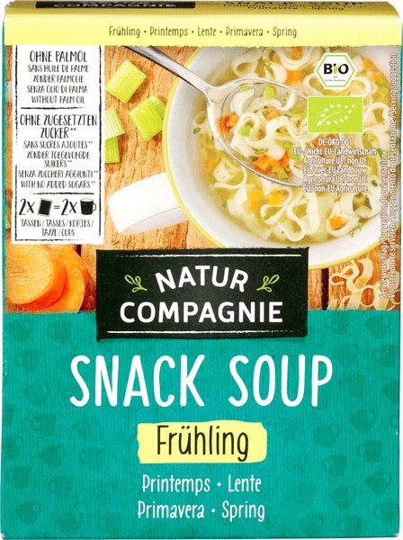 Natur Compagnie 1 Kop lente biologische soep in een kop, met verse groenten en heldere bouillon, geschikt voor Soepen en Bouillons.