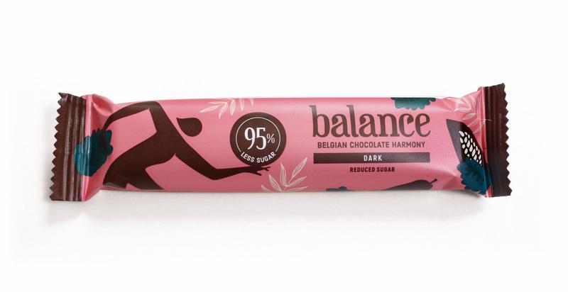 Balance Chocolade reep puur 35g, a smooth dark chocolate bar with a rich, pure cocoa flavor, shown in the image.