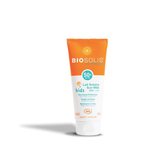 Biosolis Milk SPF50 for kids and babies, face and body sun protection lotion, 100ml, with natural ingredients.