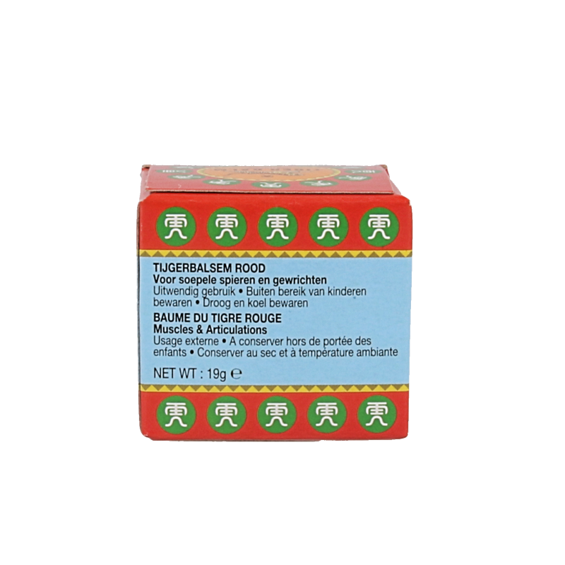 Tiger Balm Tijgerbalsem rood 19g jar, a red muscle and joint relief balm, with the iconic Tiger Balm branding.
