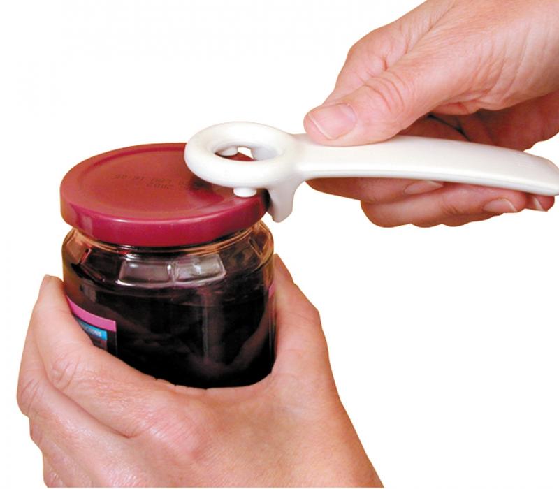 Able 2 Jarkey kitchen can opener, single piece, ergonomic design for easy opening of cans and bottles.