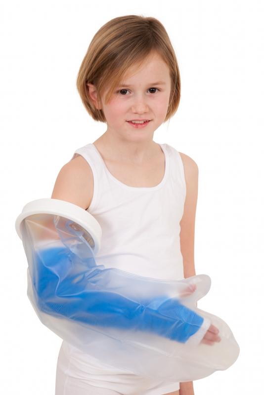 Able 2 Gipshoes hele arm kind protective covers for shower and bath, shown in white, designed for child arm protection.