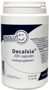 Disolut Decalsia herbal supplement capsules in a bottle, part of Disolut's kruidenpreparaten product line.