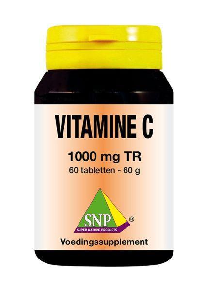 SNP Vitamin C 1000 mg TR 60 tablets, showing the packaging with tablets inside, designed to support immune health.