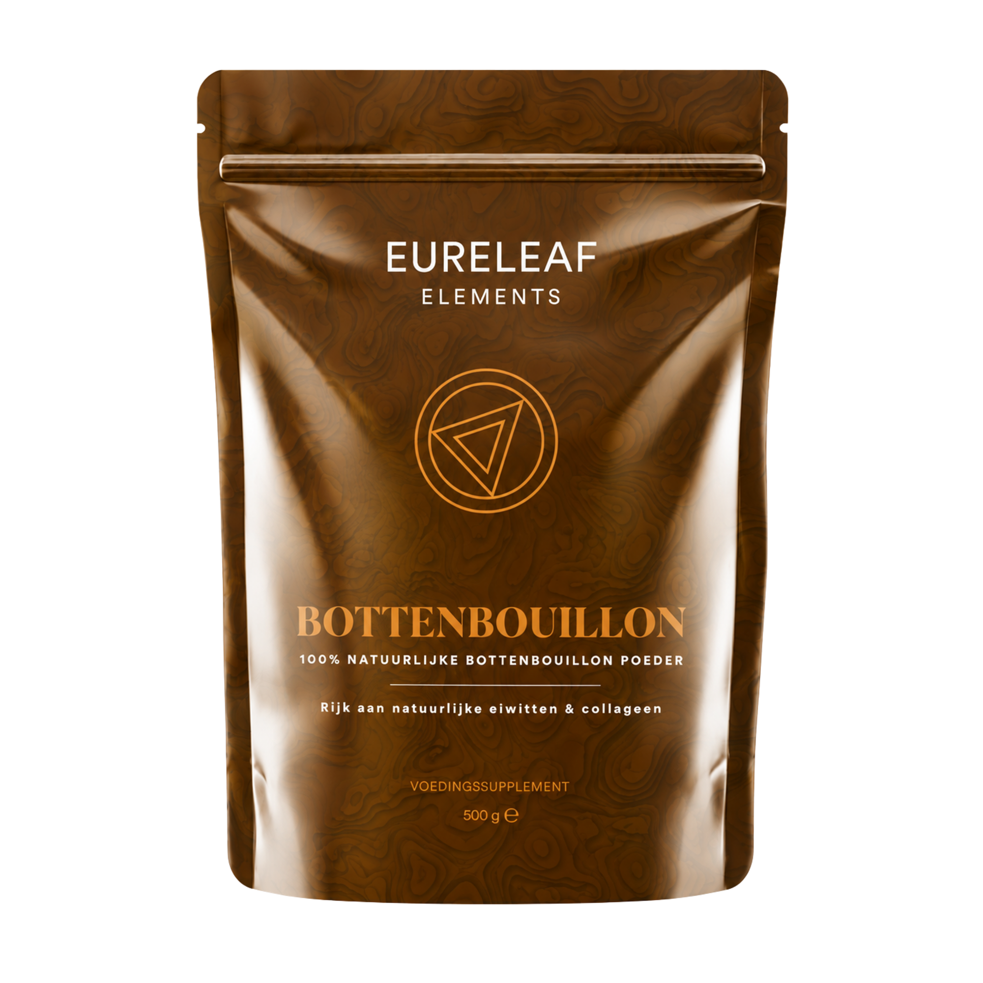 Elements Bottenbouillon Poeder 500g container with amino acids, showing the product label and packaging front view.