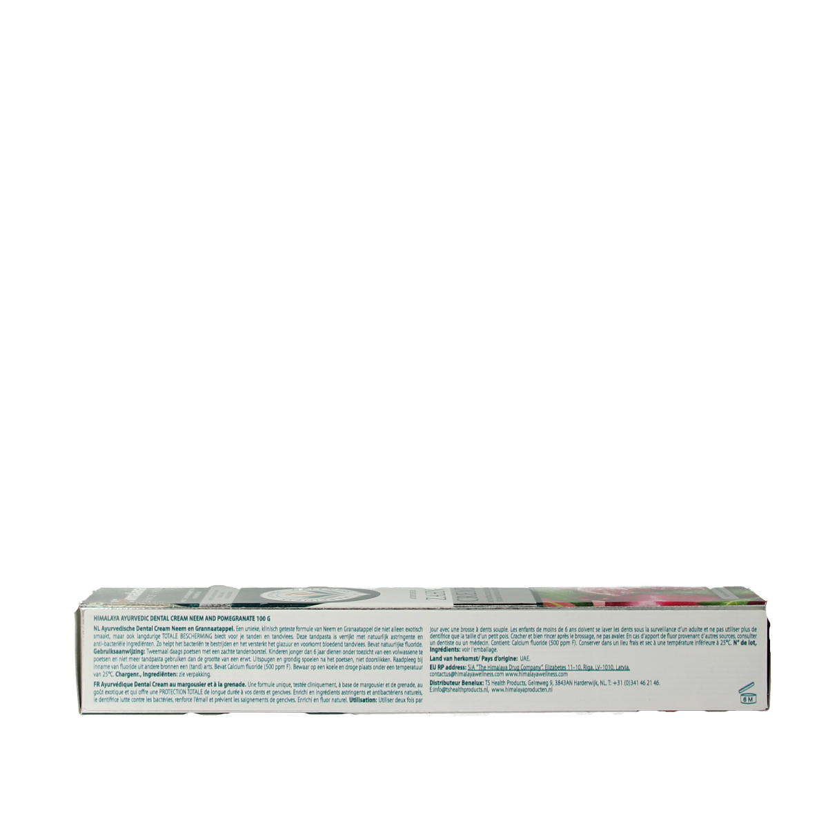 Himalaya Neem & Pomegranate Tandpasta dental cream in 100g tube, showing the packaging with natural ingredients and brand logo.