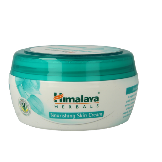 Himalaya Herbal nourishing skin cream in 150ml jar, featuring herbal ingredients for face skincare and hydration.