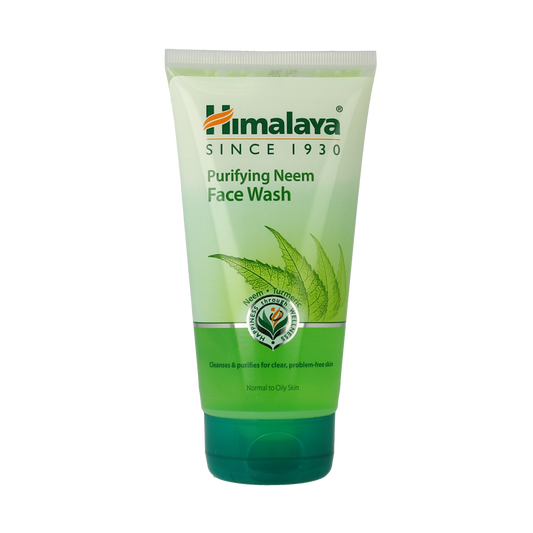 Himalaya Herbals purifying neem facewash in 150ml bottle, natural skincare product for deep cleansing and facial care.