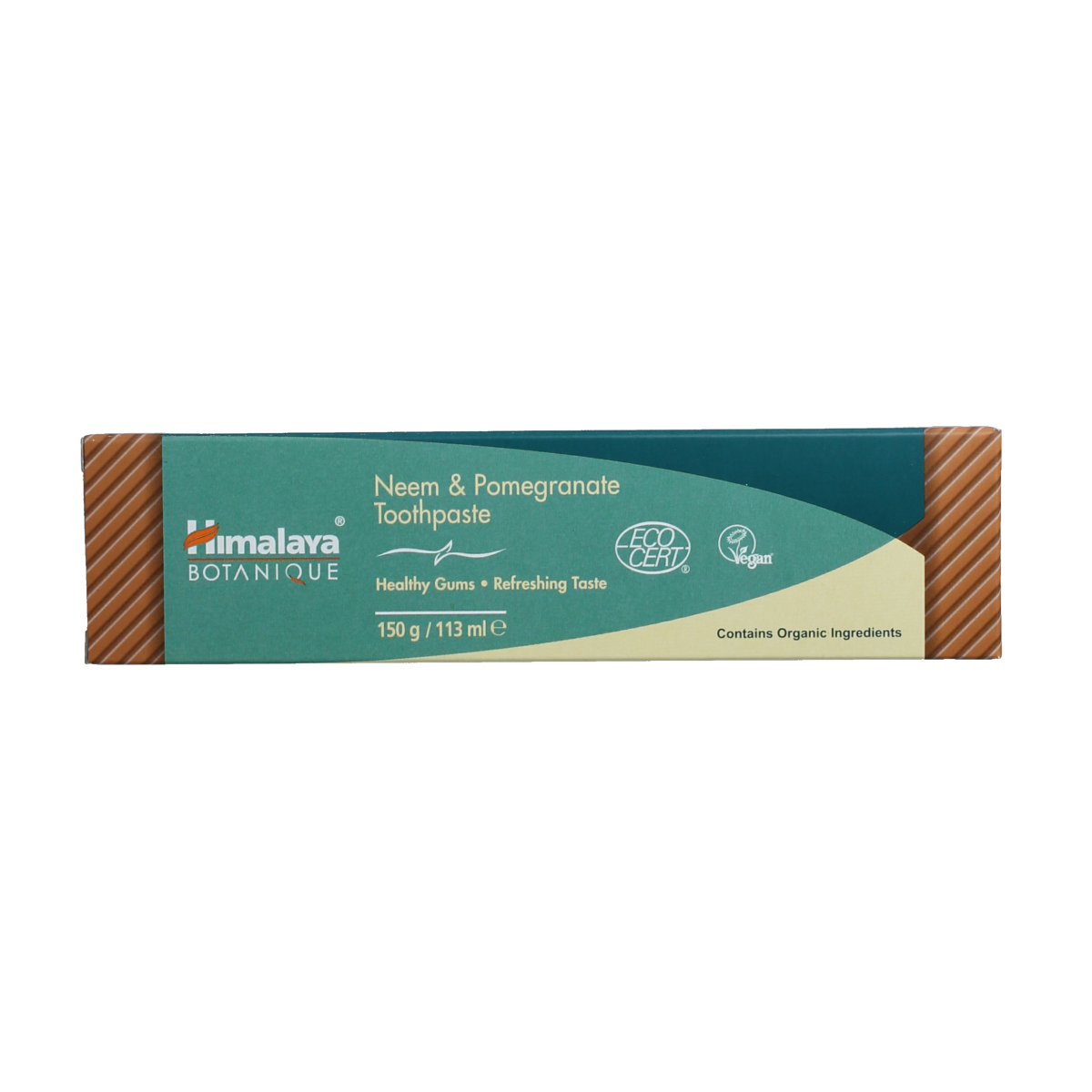 Himalaya Neem Pomegranate toothpaste in 150g tube showing the packaging and brand logo.