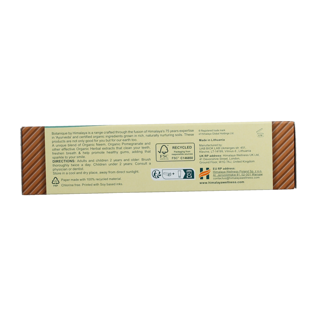Himalaya Neem Pomegranate toothpaste in a 150g tube, featuring natural herbal ingredients for oral health.