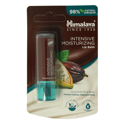 Himalaya Intensive Moisturizing Cocoa Butter Lip Balm in a 4.5g tube, designed to hydrate and nourish dry lips naturally.