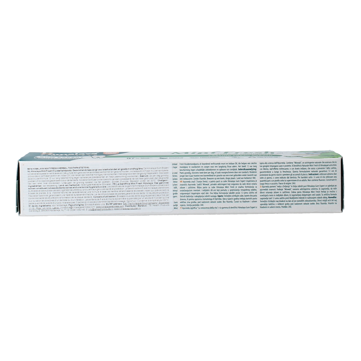Himalaya kruiden mint fresh toothpaste in 75ml tube, featuring herbal ingredients and fresh mint flavor.