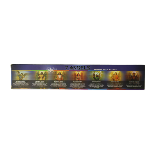 Green Tree Wierookstokjes with 7 angel design, 15 grams of incense sticks, natural aroma, and decorative packaging.