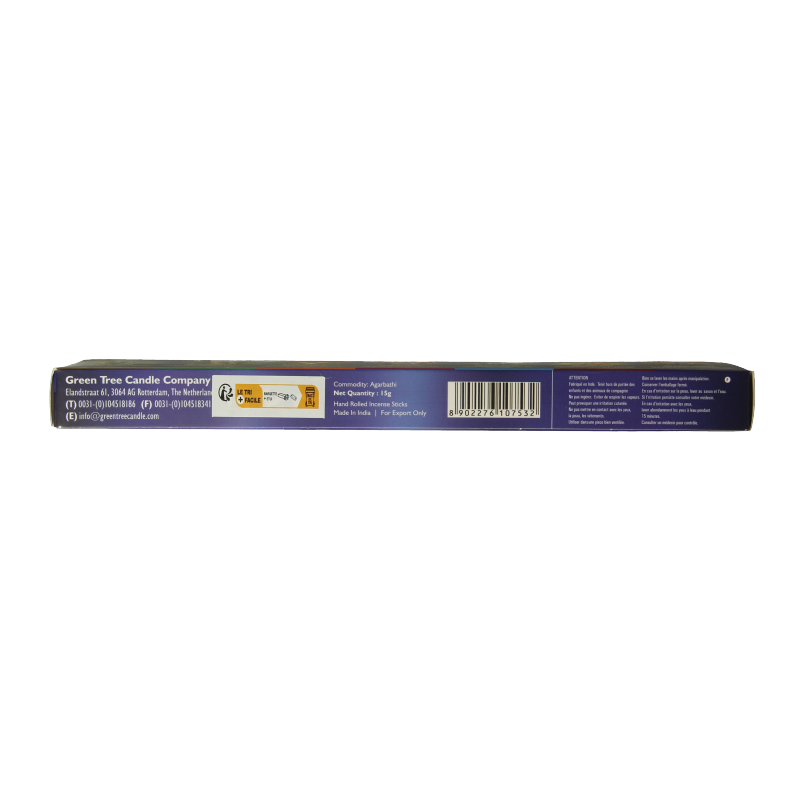 Green Tree Wierookstokjes with 7 angels, 15 grams of incense sticks for aromatic burning in natural wooden packaging.