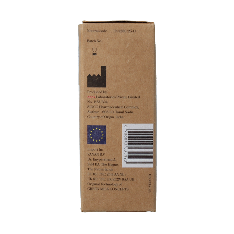 Vanan Eranda massage oil bottle, 90ml, in a clear plastic container with a label, suitable for body care and relaxation.