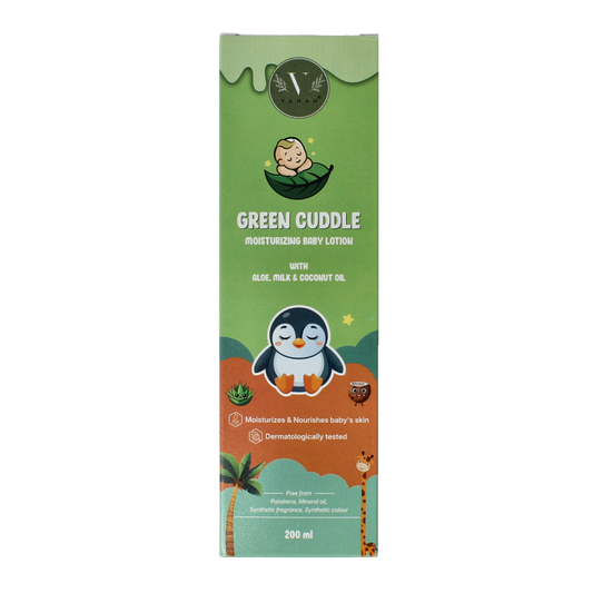 Vanan Green Cuddle Baby Lotion moisturizing, 200ml bottle with soft green label, suitable for baby and toddler skincare.