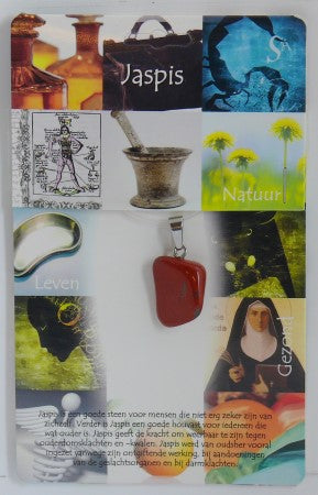 Steengoed red jasper healing stone hanger, natural gemstone jewelry piece with vibrant red color and polished finish.