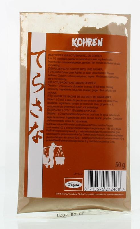 TS Import Kohren lotuswortelpoeder in a 50g package, natural sugar substitute from the Suikers en Zoetstoffen category.