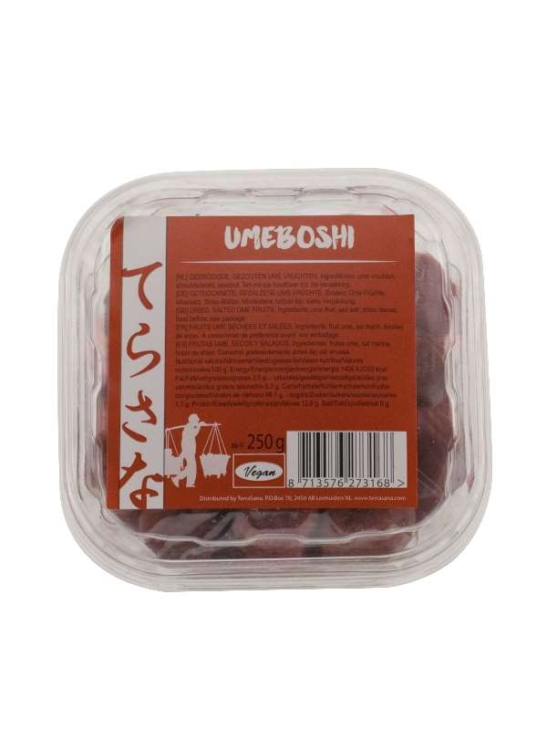 TS Import Umeboshi gezouten Japanese dried apricots in a 250g package, shown in a clear image featuring the product.
