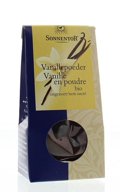 Sonnentor bio vanilla powder in 10g packet, a natural spice used in baking and desserts, from the herbs and seasonings collection.
