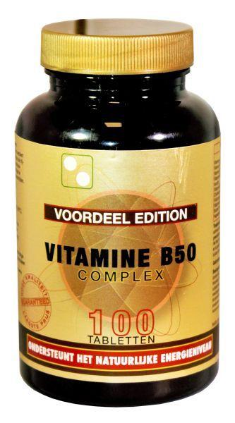 Artelle Vitamin B50 complex supplement bottle with 100 tablets, showing the product label and packaging.