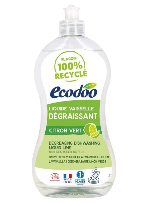 Ecodoo liquid dish soap with lime scent, eco-friendly and 500ml, showing the bottle with lime illustration on the label.
