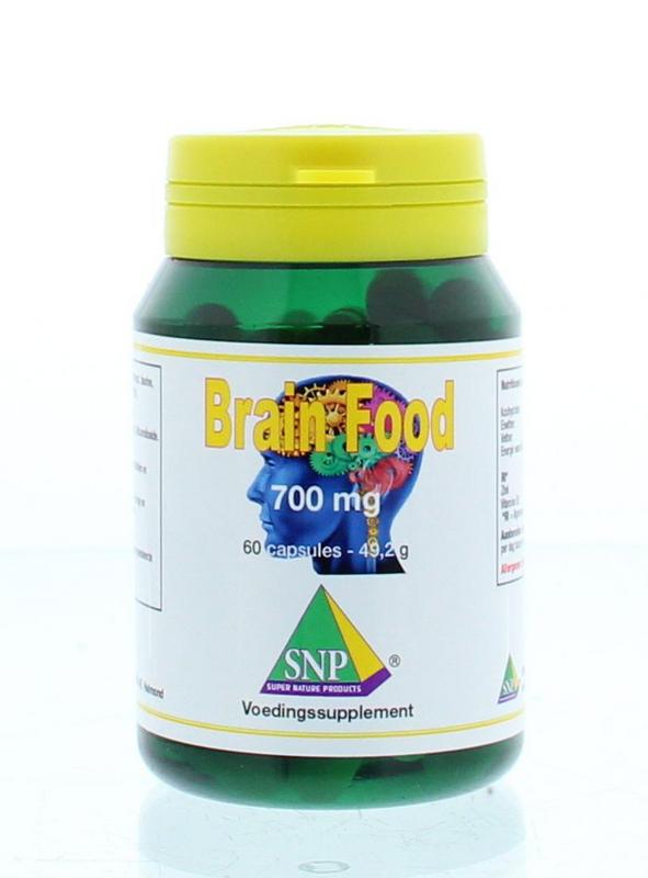 SNP Brainfood mineral supplement capsules, 60-count bottle, designed to support brain health and cognitive function.