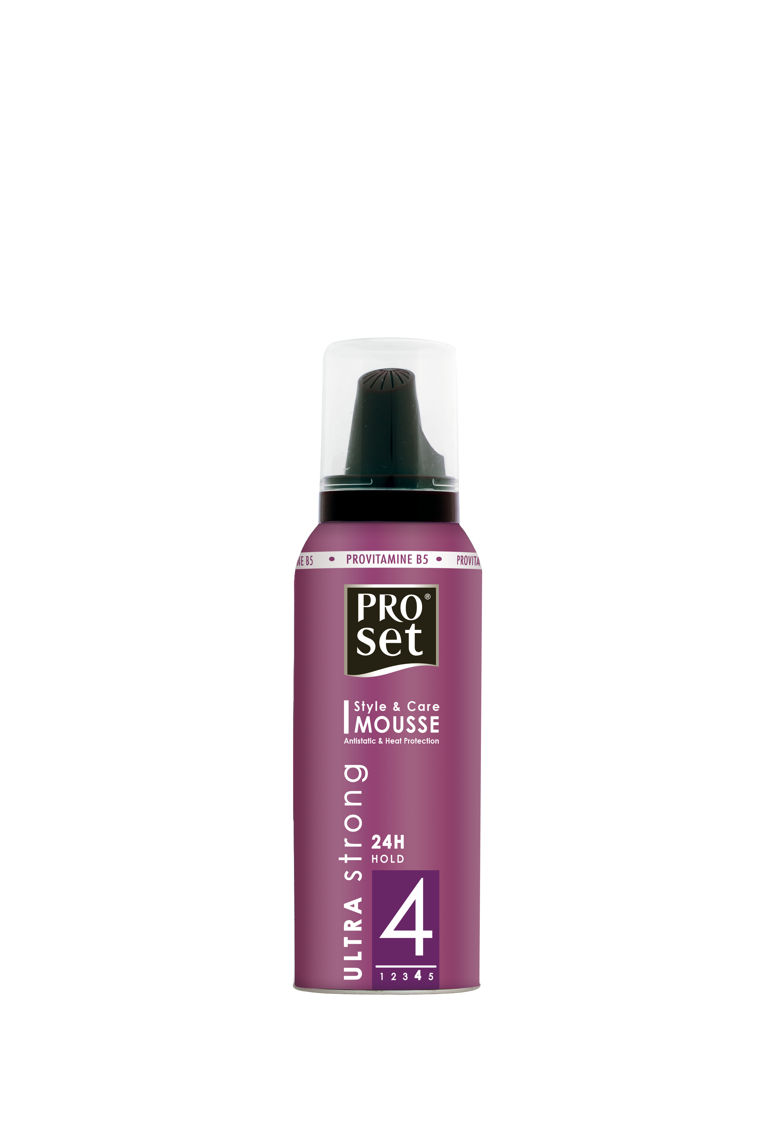 Proset Mousse ultra mini 50ml hair styling product in a small aerosol can, designed for adding volume and hold to hairstyles.