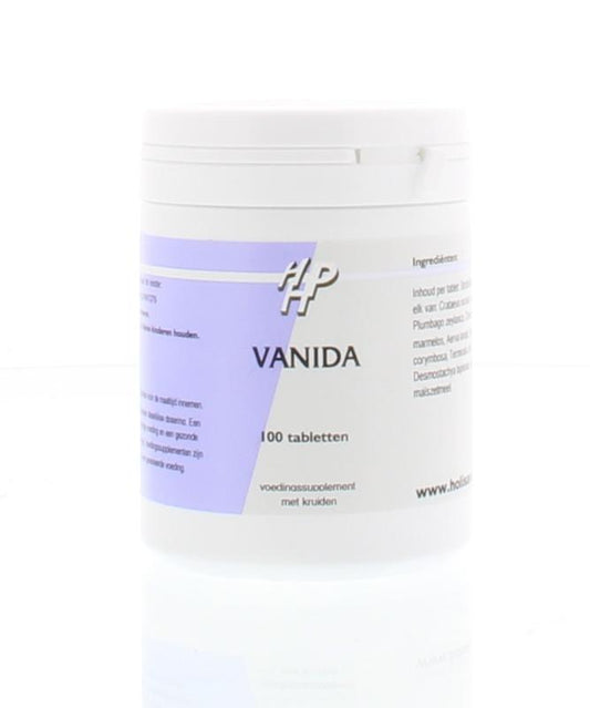 Holisan Vanida 100.00 herbal tablets, natural herbal supplement in a blister pack, designed for wellness and health support.