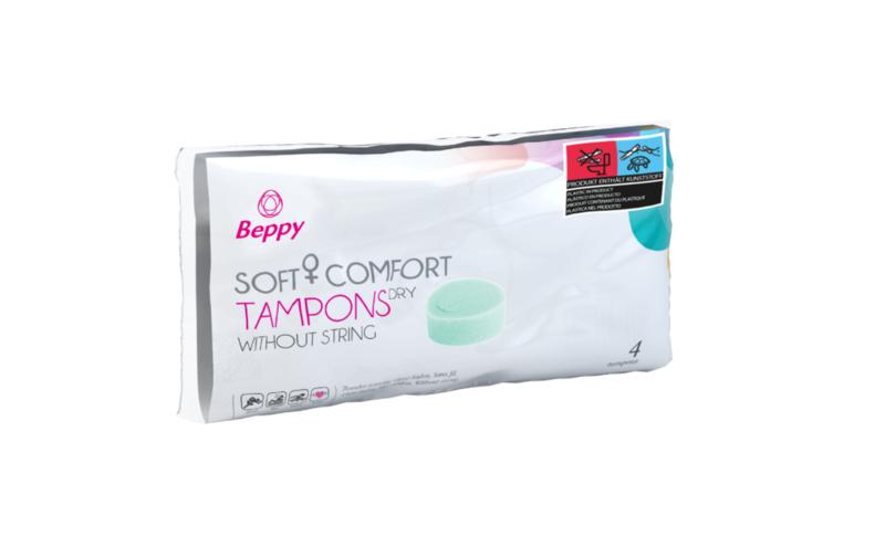 Beppy Soft+ comfort tampons dry, 4-pack, feminine hygiene product for women, with absorbent and discreet design.