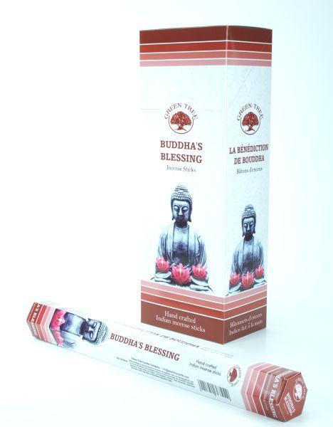 Green Tree Wierook Buddha's Blessing incense sticks, 20 pack, featuring green packaging and traditional scent.