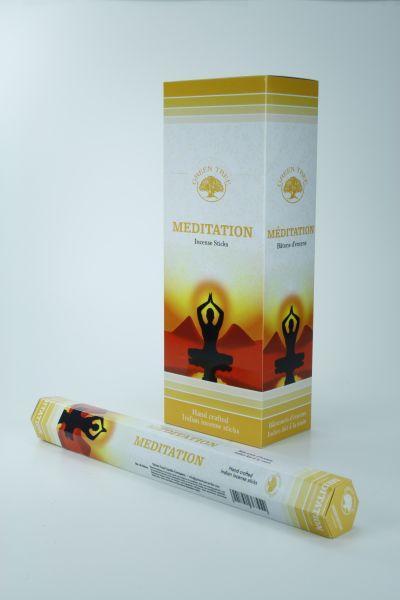 Green Tree Wierook meditation incense sticks, 20-pack, with green packaging and traditional incense sticks for meditation.