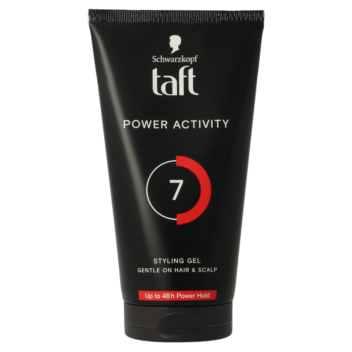 Taft Power active gel in 150ml for strong hold, shown in a clear container with the gel visible inside.