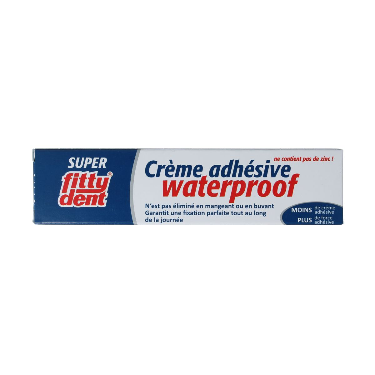 Close-up of Fittydent Kleefpasta 40g tube for dental prostheses with the brand logo visible on the packaging