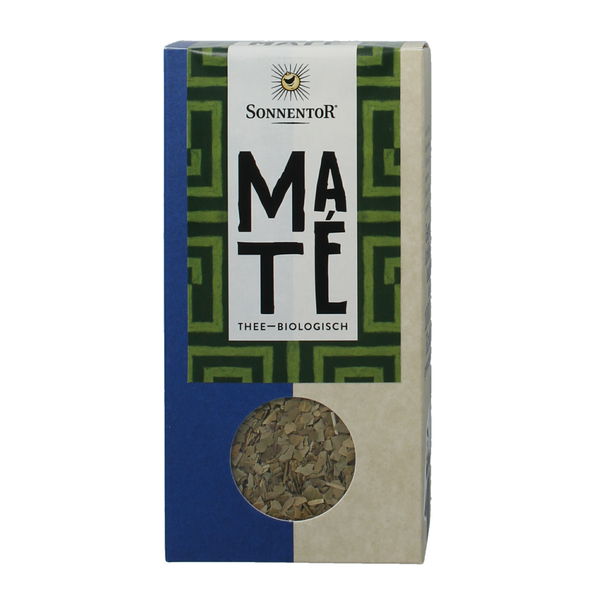 Sonnentor bio mate tea in a 90g package, featuring loose yerba mate leaves for traditional herbal infusion.