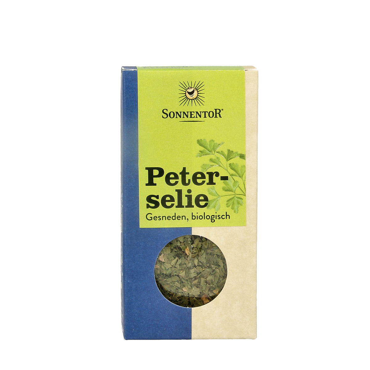 Organic Sonnentor parsley herbs in a 15g package, fresh green dried parsley for cooking and seasoning.