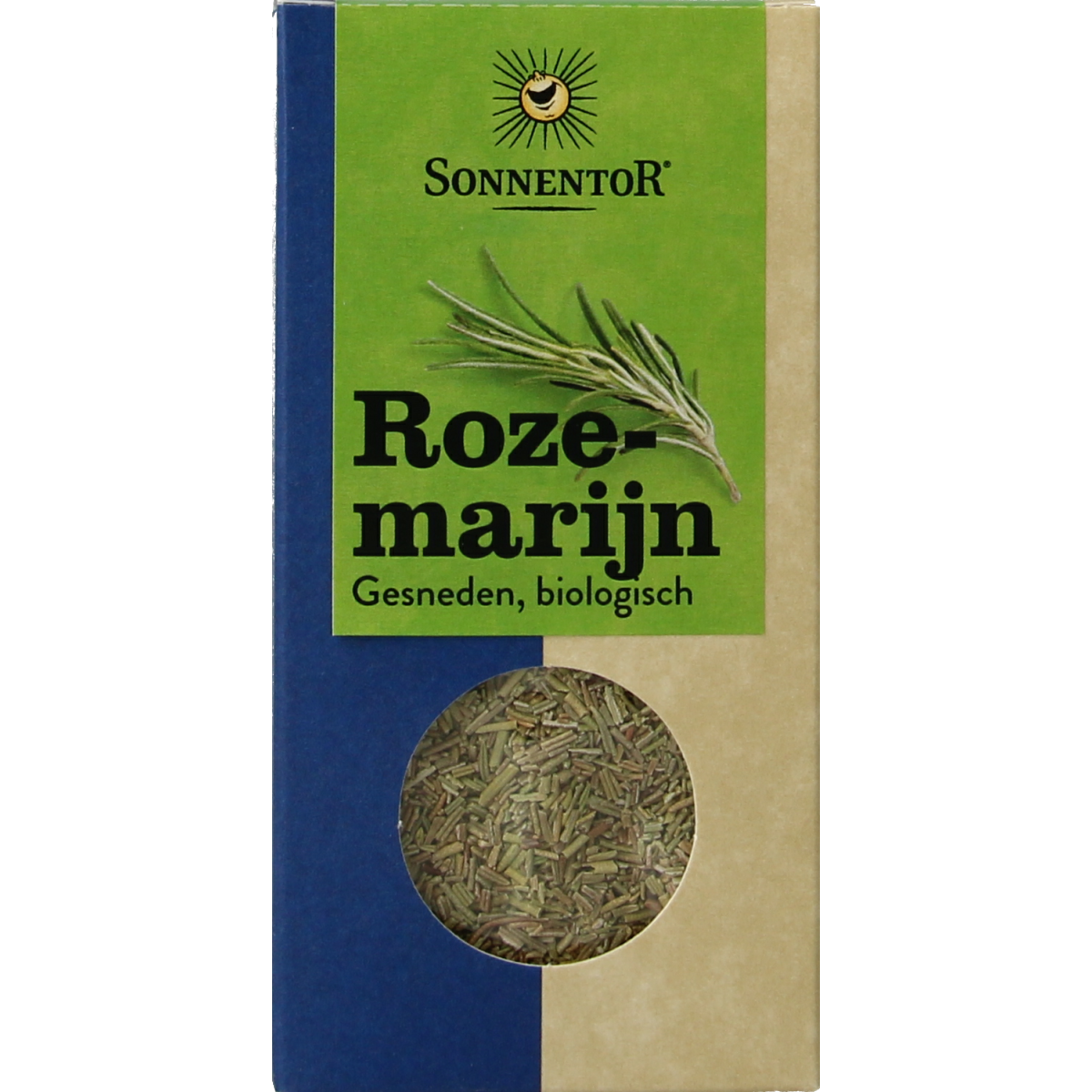 Organic Sonnentor rosemary in a 25g package, fresh dried herb for cooking and seasoning, part of kruiden, zouten en maaltijdmixen.