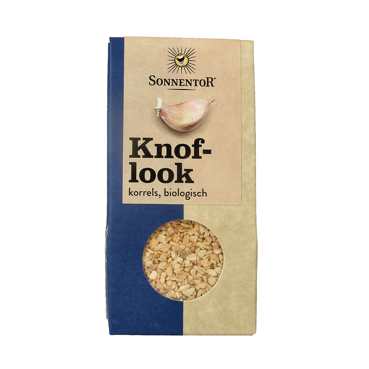 Organic Sonnentor garlic spice in a 40g package, part of herbal, salt, and meal mixes, shown in the product image.